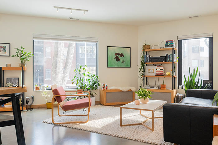 Living room with plants and furniture