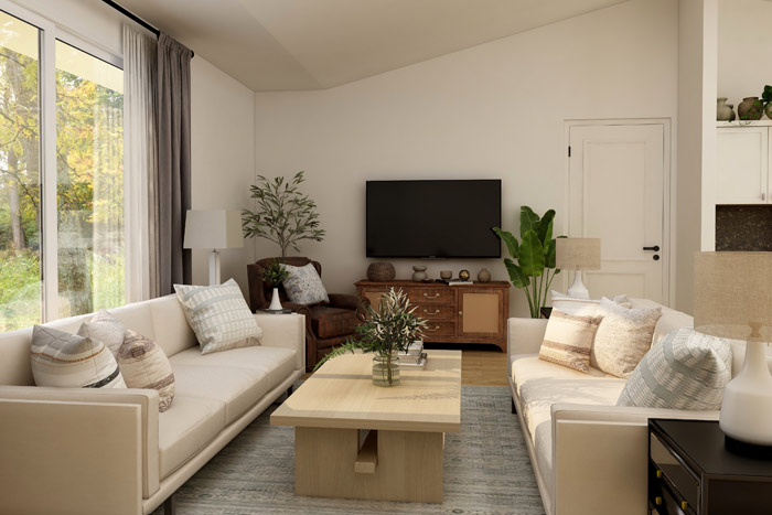 Living room with Warm neutral tones