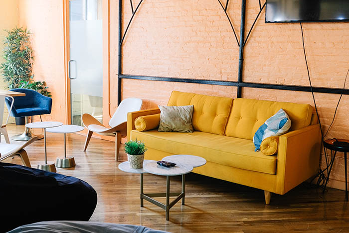 Living room wall in Orange peach color