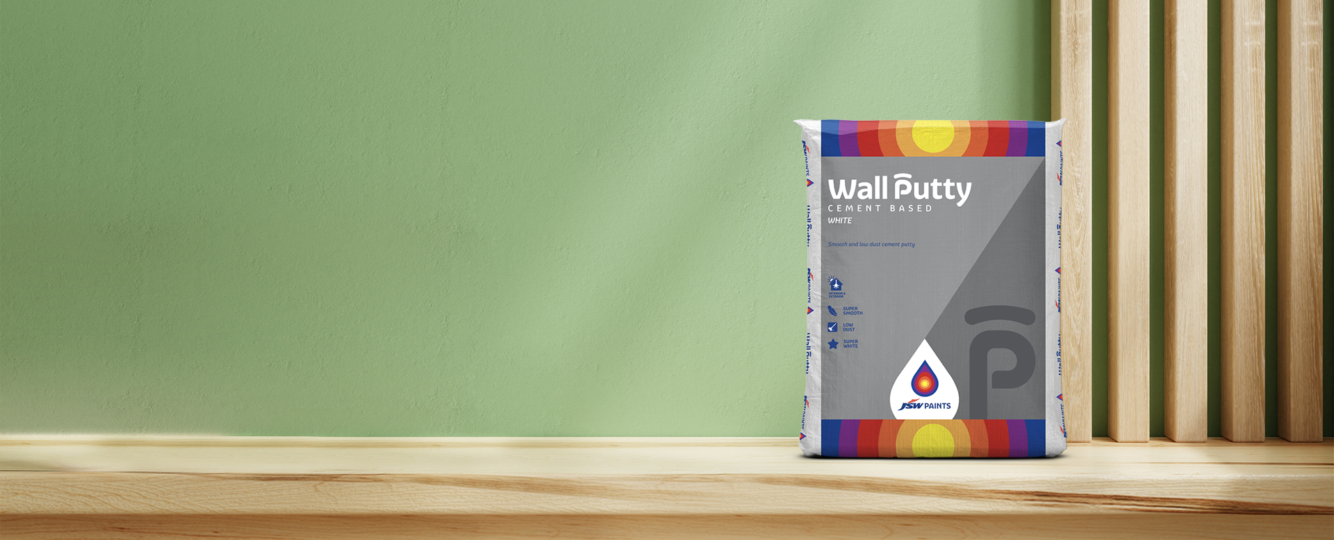 JSW Cement Based Wall Putty - Smooth & Low Dust Cement Putty