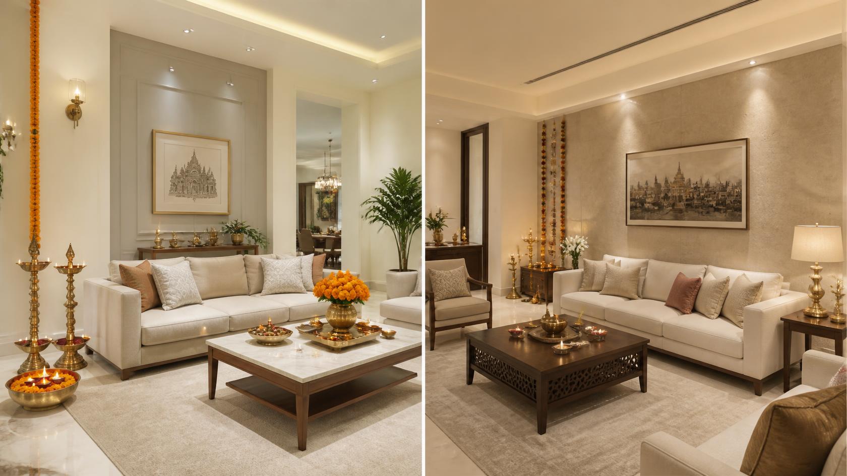 Neutral Backgrounds That Complement Diwali Home Décor