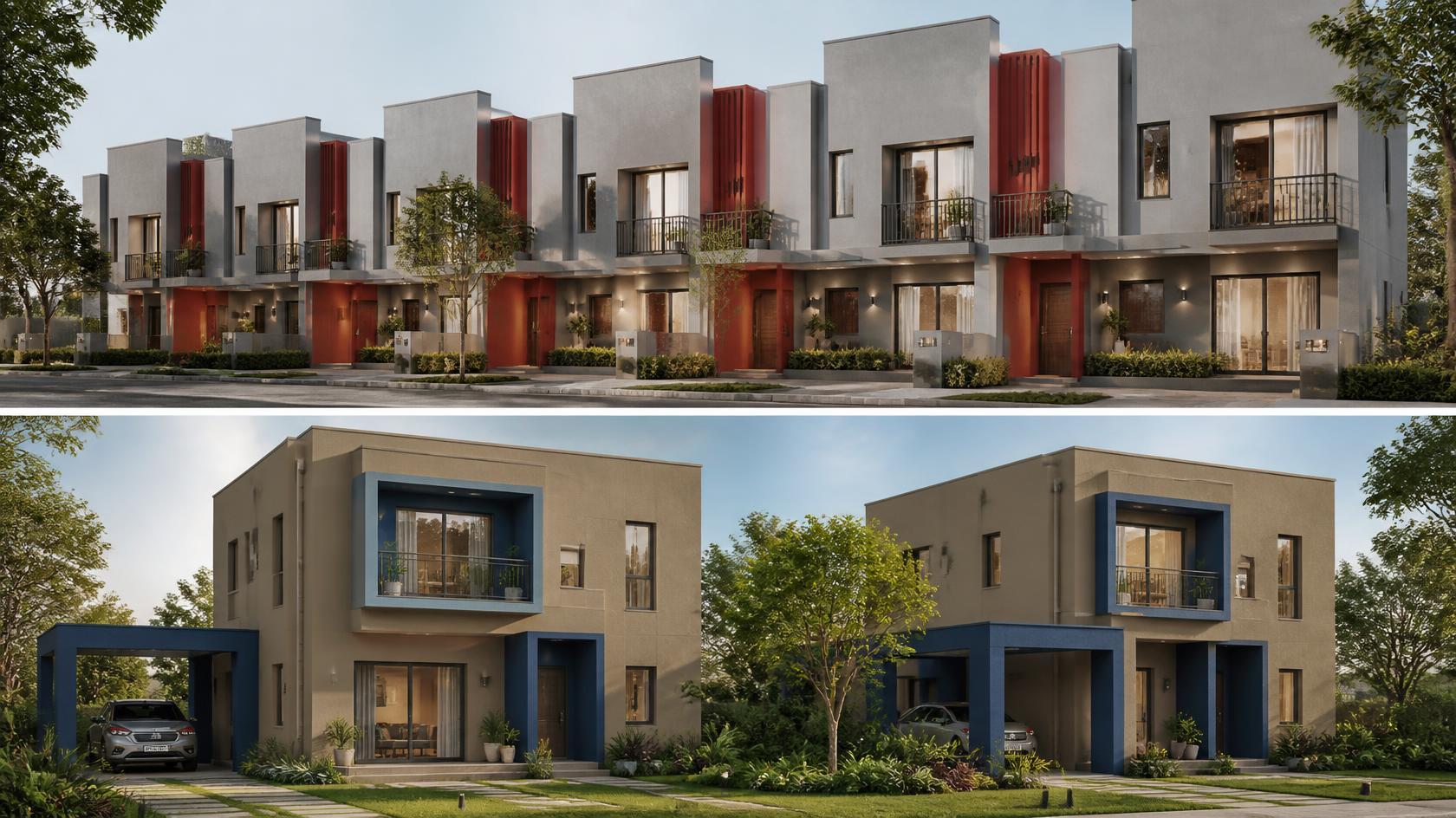 Exterior Colours for Row Houses and Villas