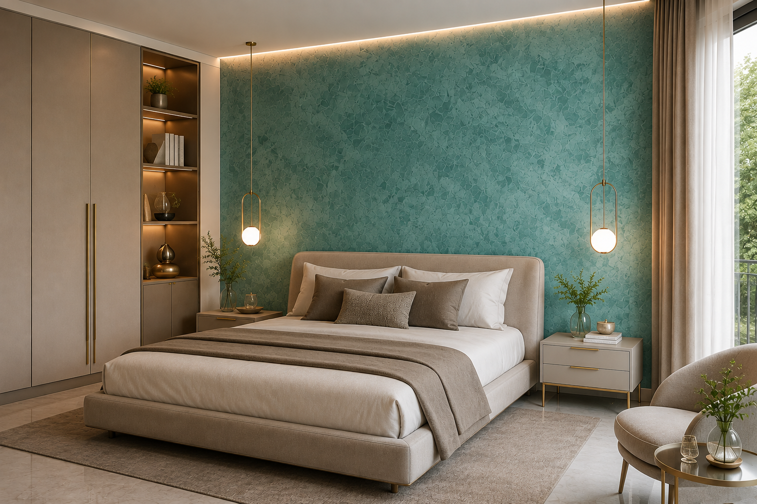 Marble Finish for a Refined Bedroom
