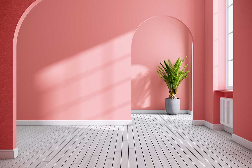 color-coral-white-empty-room-interior