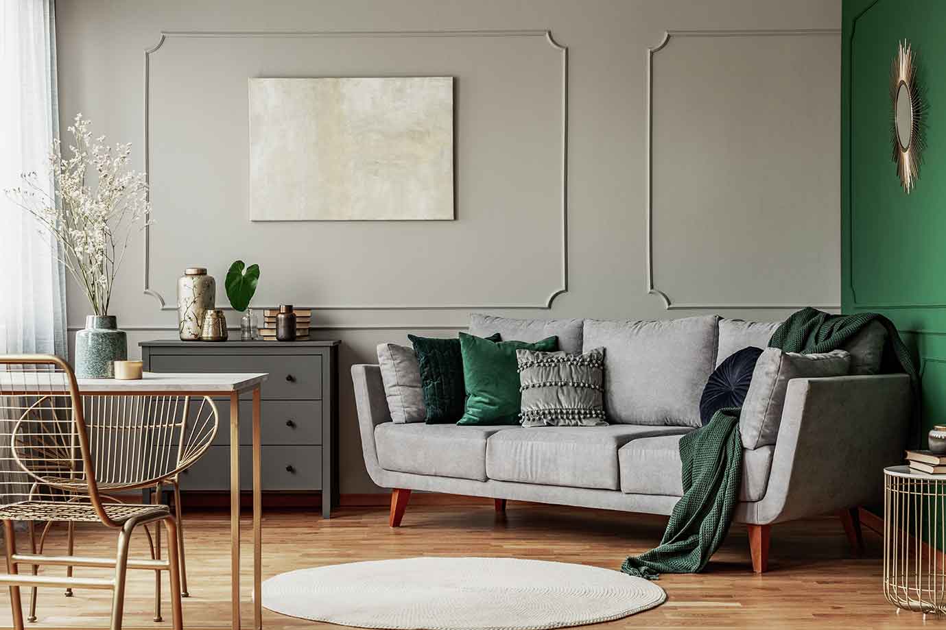 stylish-emerald-green-grey-living-room