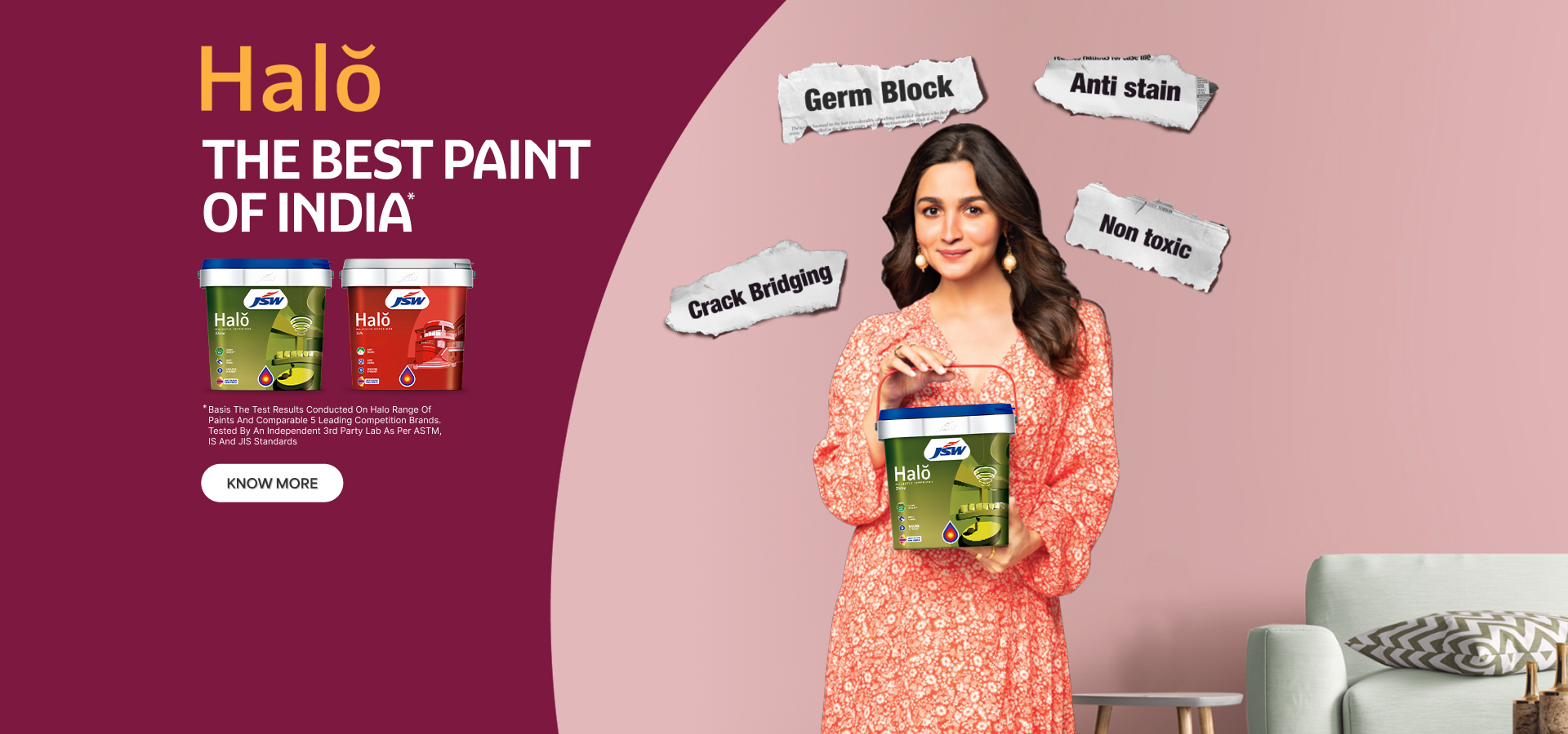 Alia Bhatt with JSW Halo - the Best Paint of India