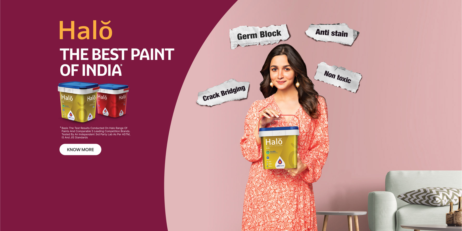 Alia Bhatt with JSW Halo - the Best Paint of India
